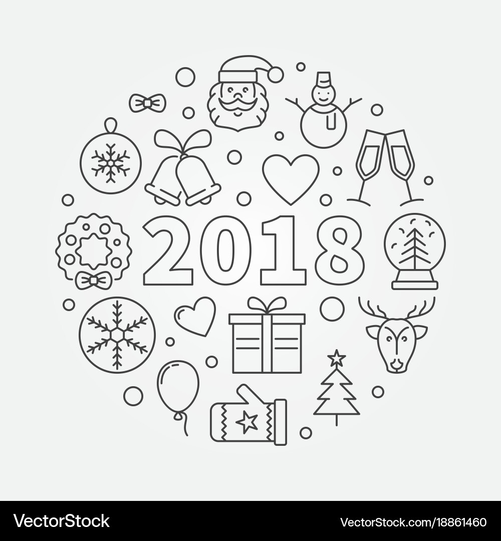 Christmas Round Symbol Set Vector Image