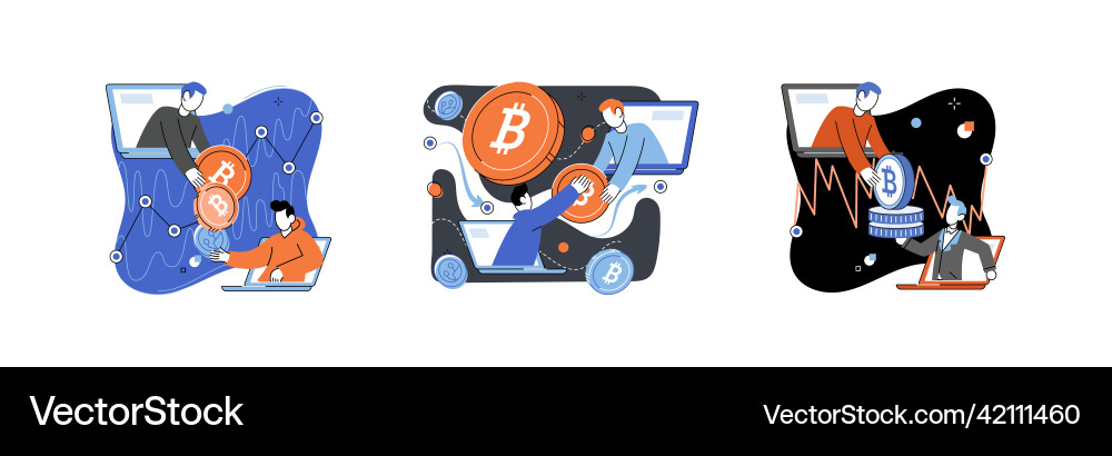 Cryptocurrency bitcoin mining metaphor blockchain Cryptocurrency bitcoin mining metaphor blockchain Vector Image