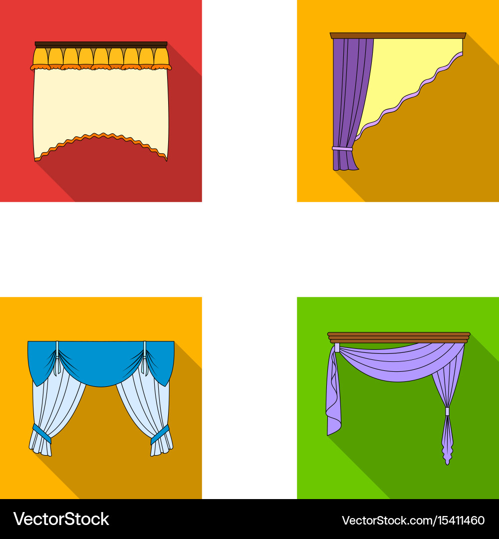 Different types of window curtainscurtains set vector image