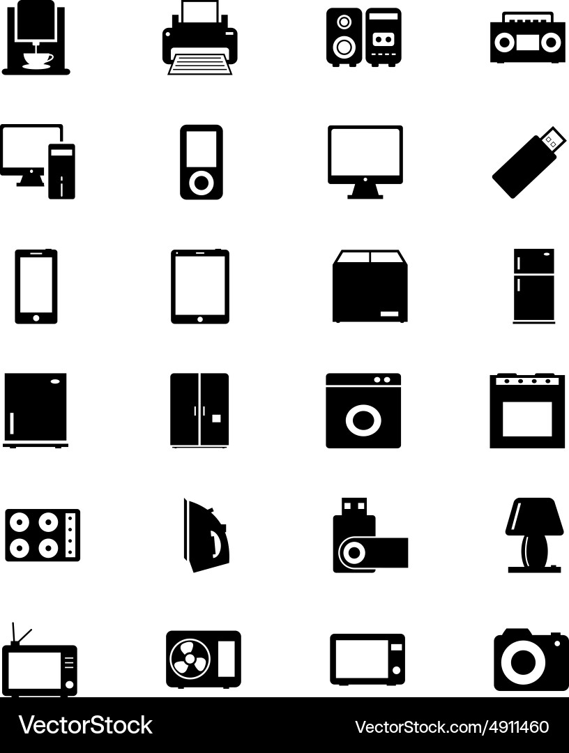 Electronics solid icons 1 vector image