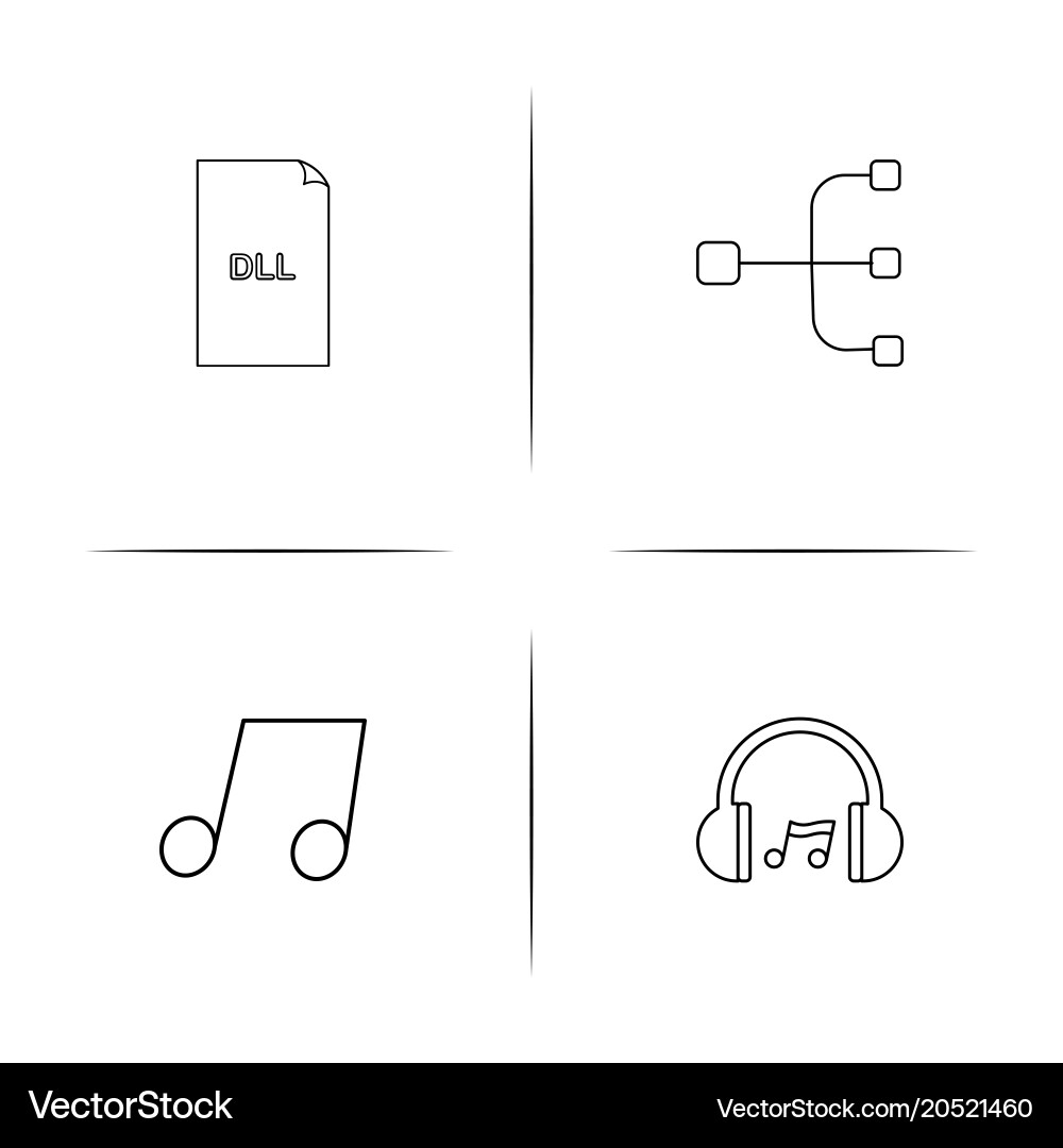 Files and folders sign simple linear icons set vector image