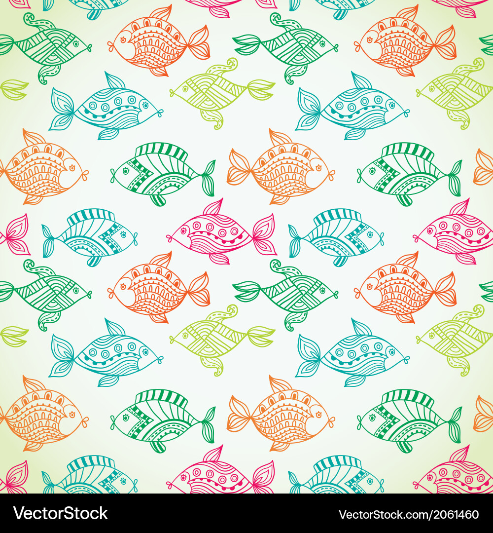 Fish pattern in abstract style copy square vector image