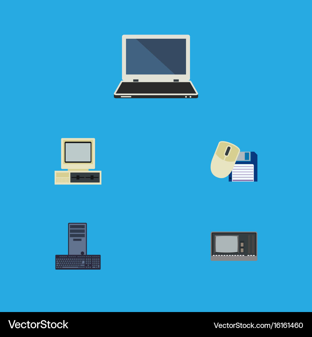 Flat icon computer set of mouse vector image
