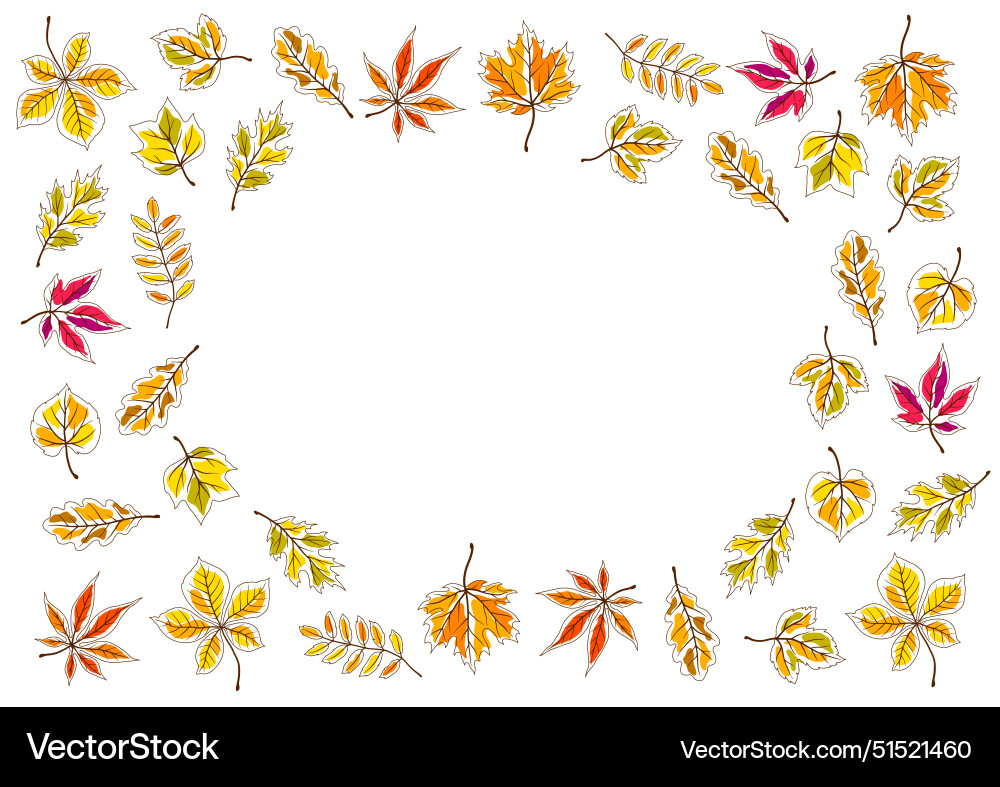 Frame with autumn leaves background various Vector Image
