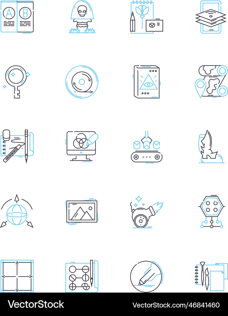 Geometric solids linear icons set cube sphere Vector Image