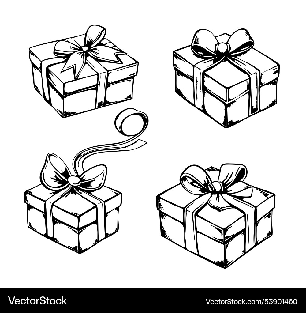 Gift box sketch line doodle drawing Gift box sketch line doodle drawing vector image