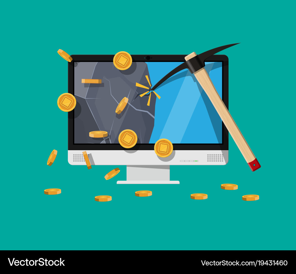 Golden coin with computer chip vector image