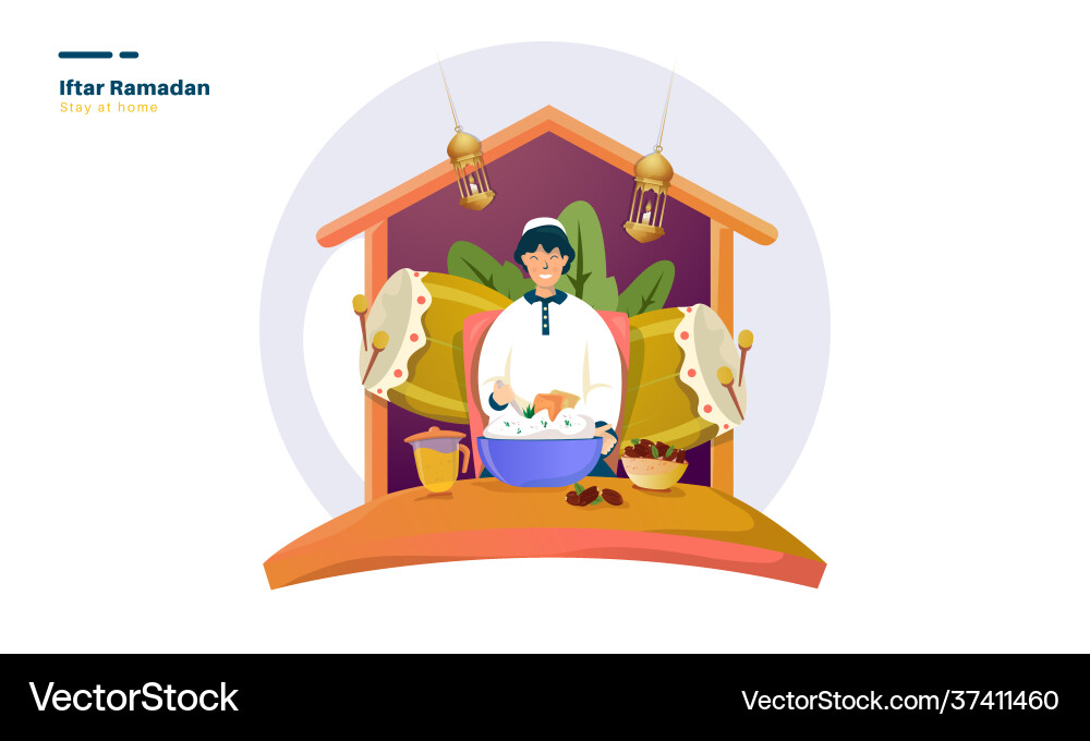Happy iftar ramadan zu Hause bleiben Happy iftar ramadan zu Hause bleiben vektorbild