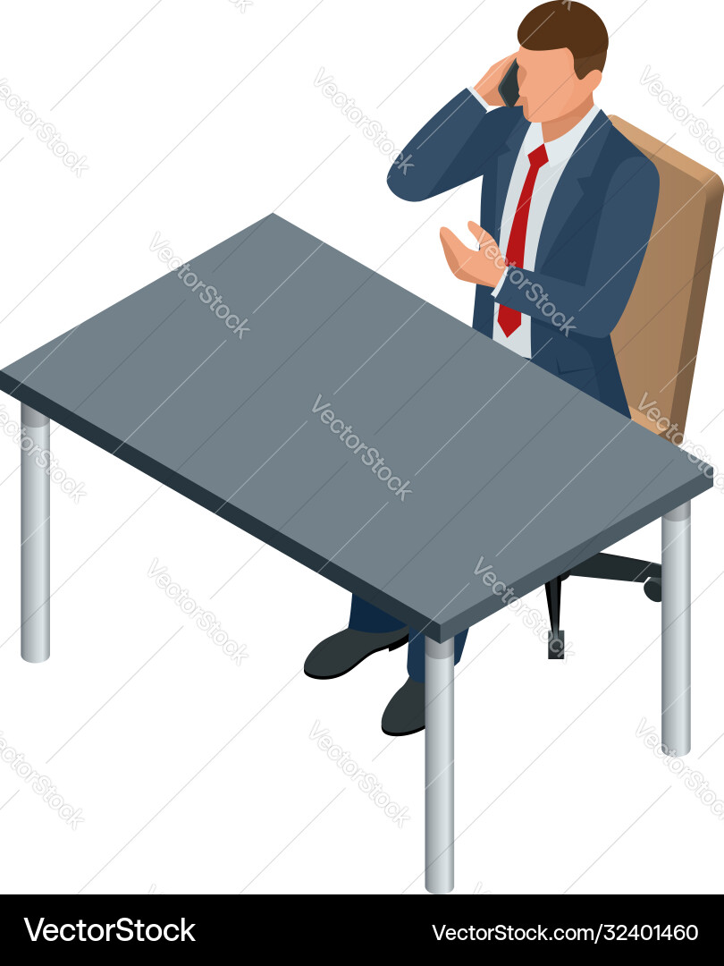 Isometric businessman isolated on write creating Isometric businessman isolated on write creating vector image