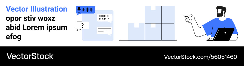 Man with laptop analyzing data and pointing Man with laptop analyzing data and pointing vector image