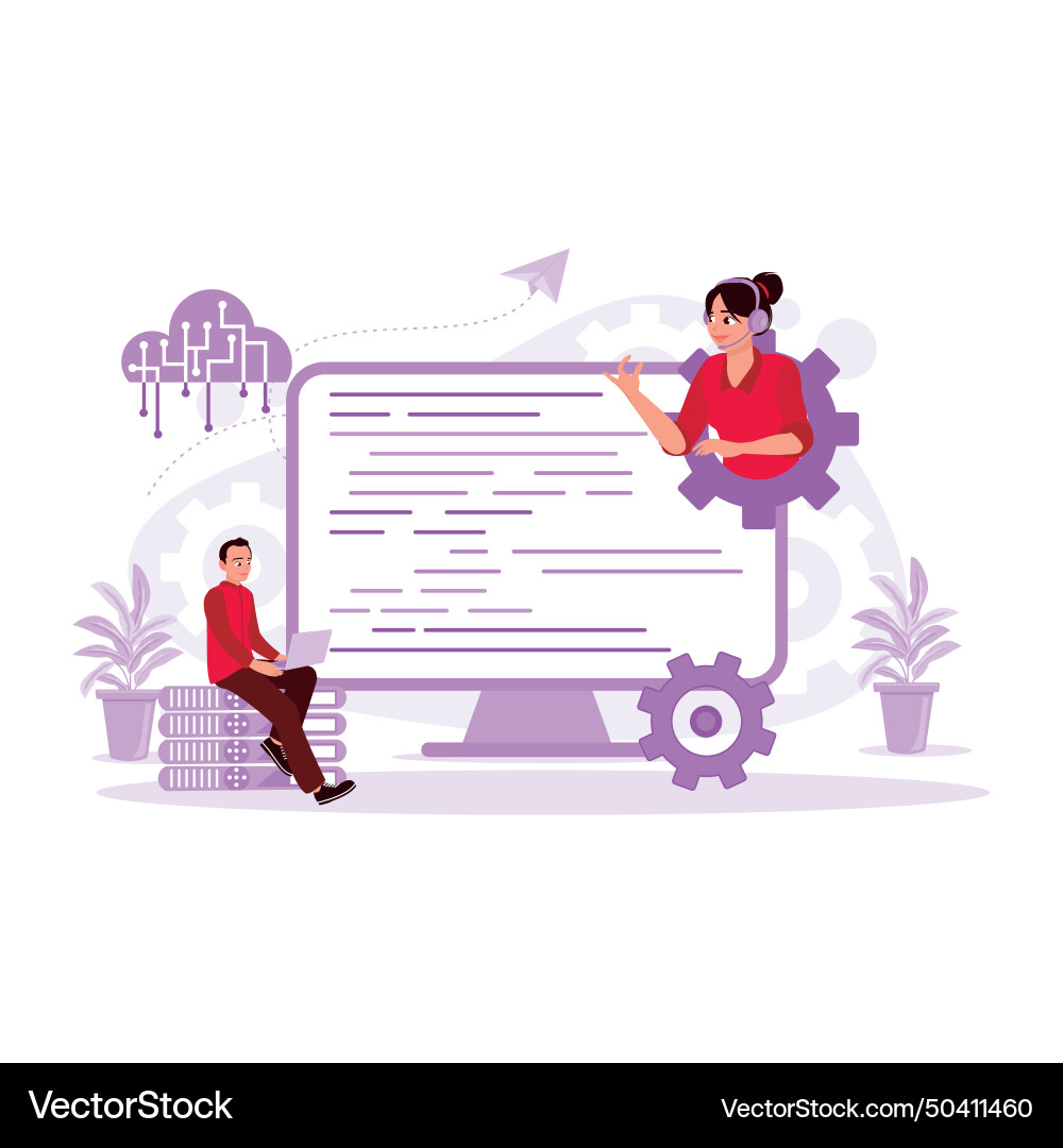 Programmers develop website programming Programmers develop website programming vector image