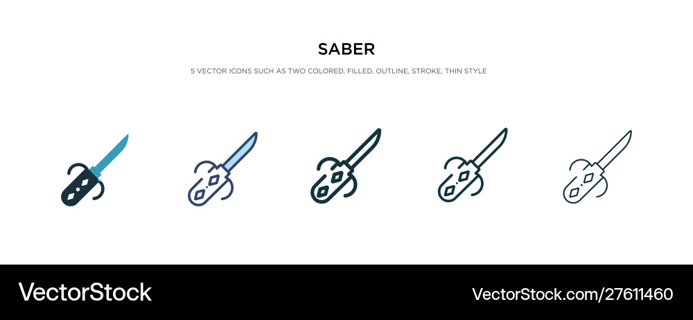 Saber icon in different style two colored Vector Image