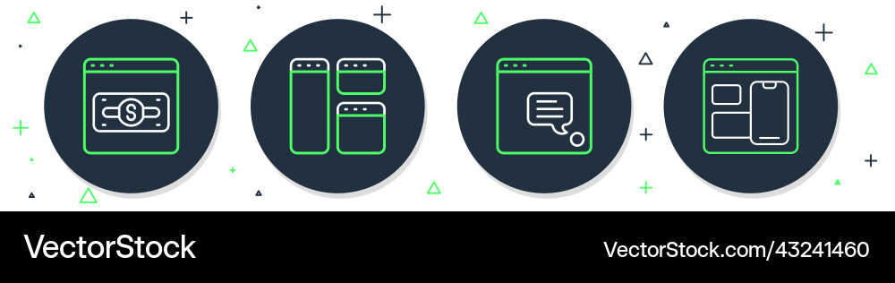 Set line browser window new chat messages Set line browser window new chat messages vector image