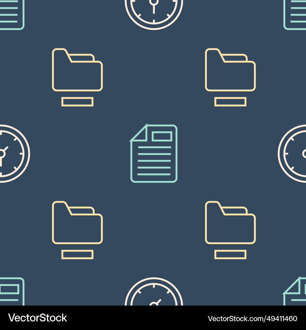 Set line clock document folder and file Set line clock document folder and file vector image