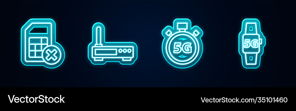 Set line sim card rejected router and wi-fi Vector Image