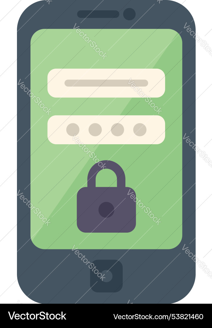 Smartphone showing login screen with password Smartphone showing login screen with password vector image