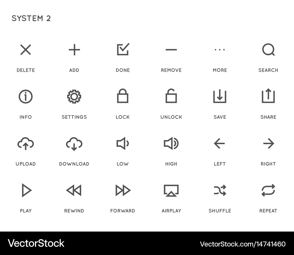 System user interface ui icon set high quality vector image