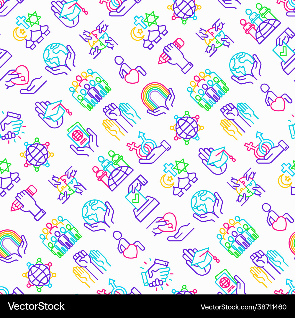 Tolerance seamless pattern with thin line icons Tolerance seamless pattern with thin line icons vector image