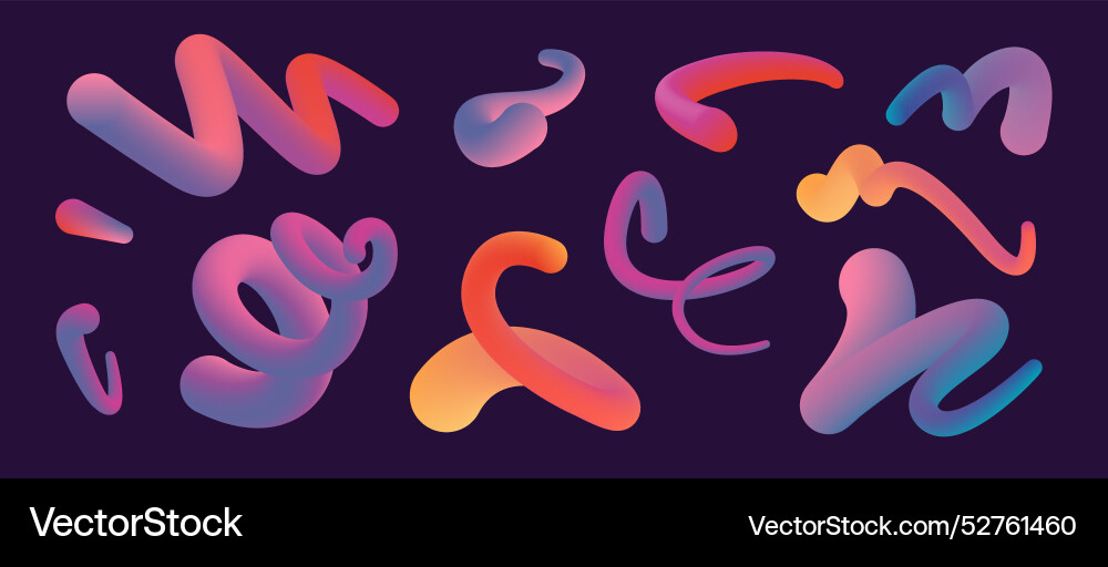 Wavy curly shape with colorful gradient modern 3d Wavy curly shape with colorful gradient modern 3d vector image