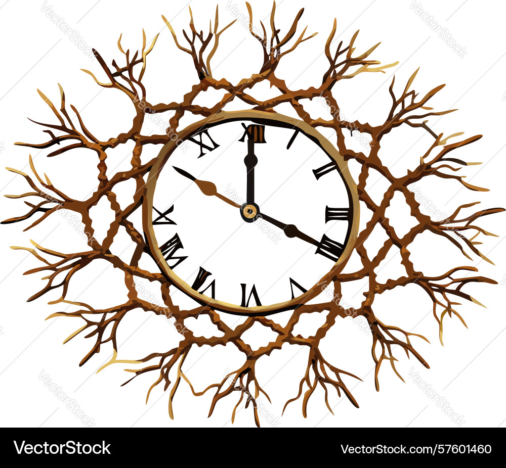 Winter tree clock face art design generative ai vector image