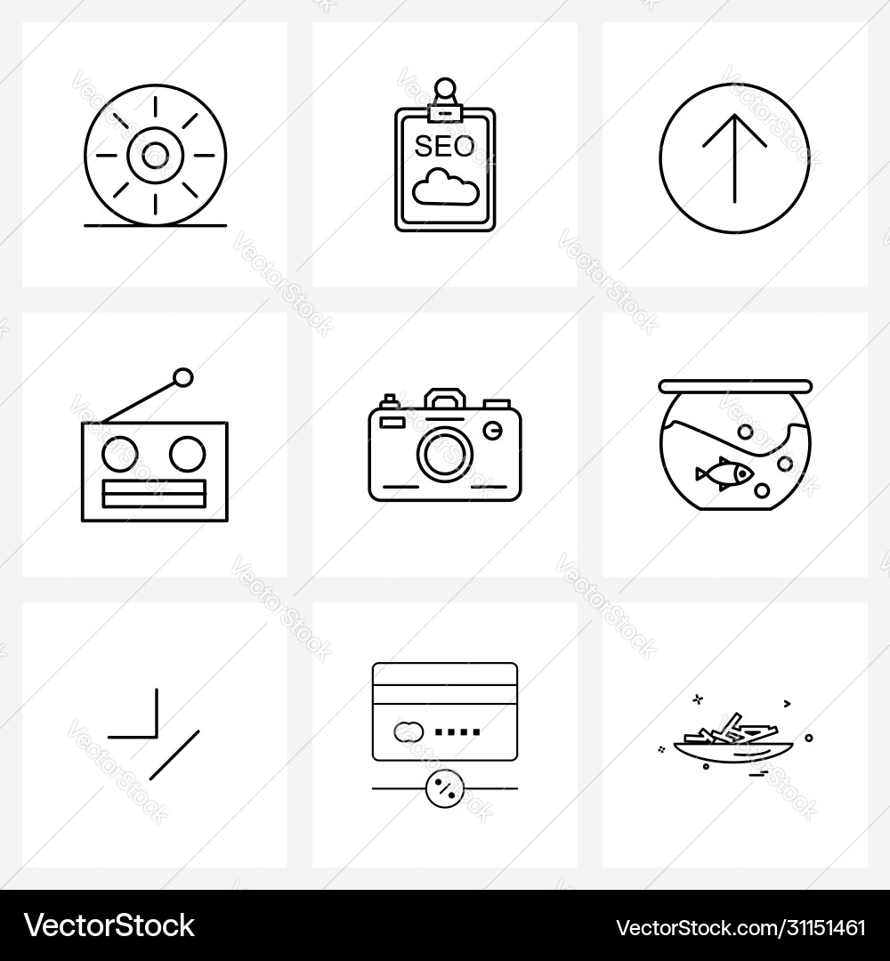 9 universal line icons for web and mobile vector image