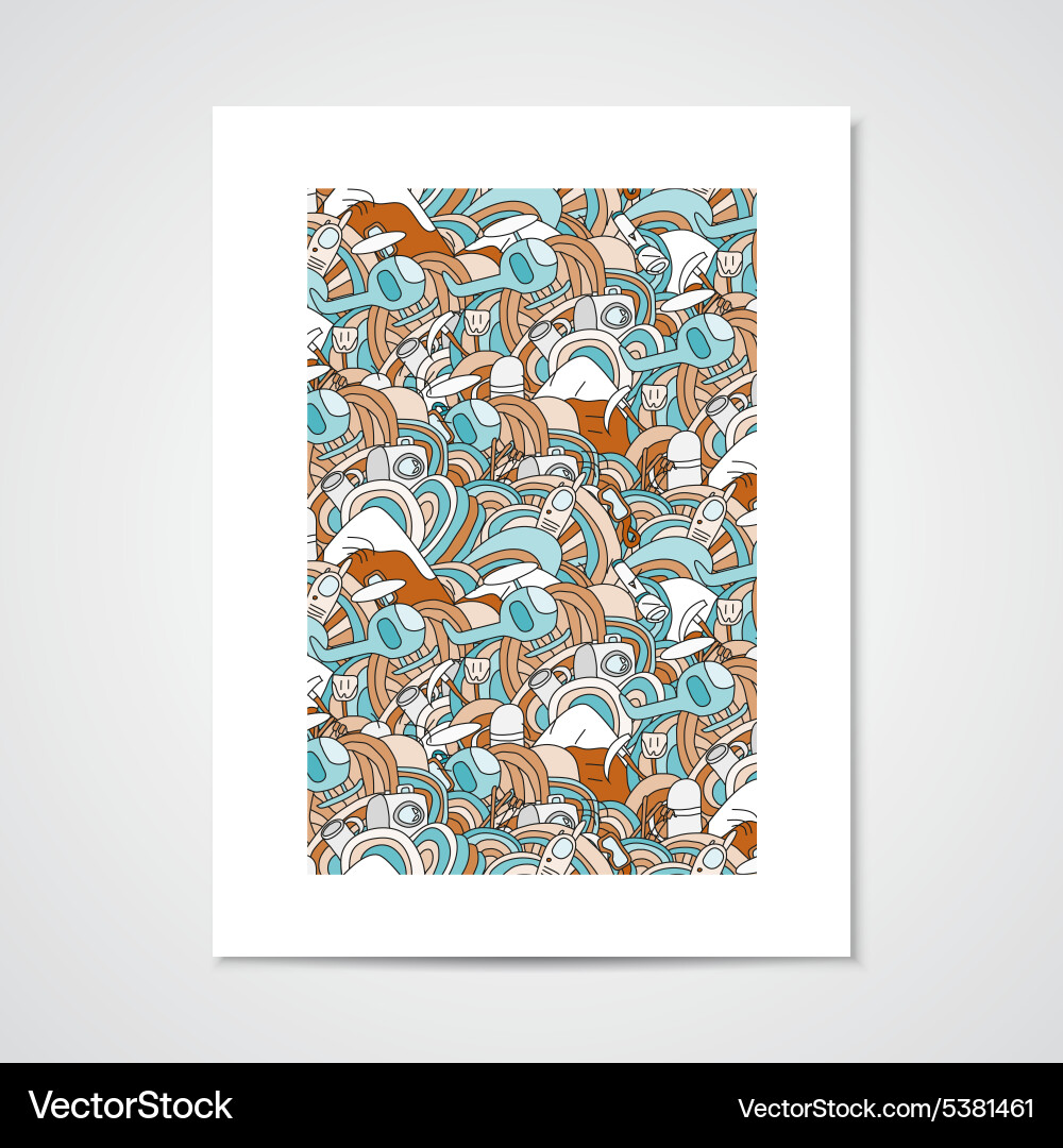 Abstract doodle pattern with objects for ski Vector Image