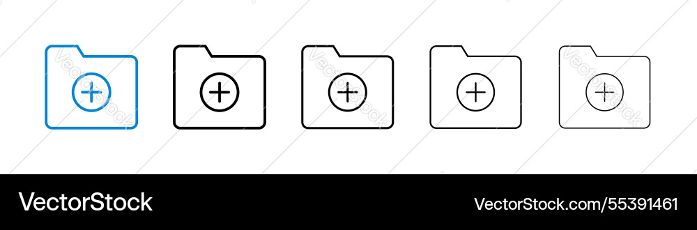 Add folder icons in five different stroke sizes Add folder icons in five different stroke sizes vector image