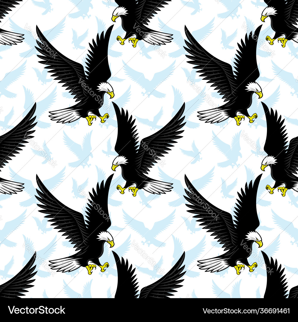 Bald Eagle Seamless Pattern Vector Image