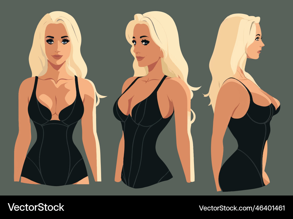 Beautiful sexy blonde girl in a black dress Beautiful sexy blonde girl in a black dress vector image