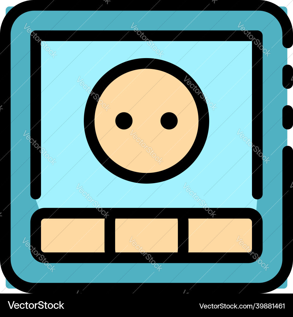 Button power socket icon color outline vector image