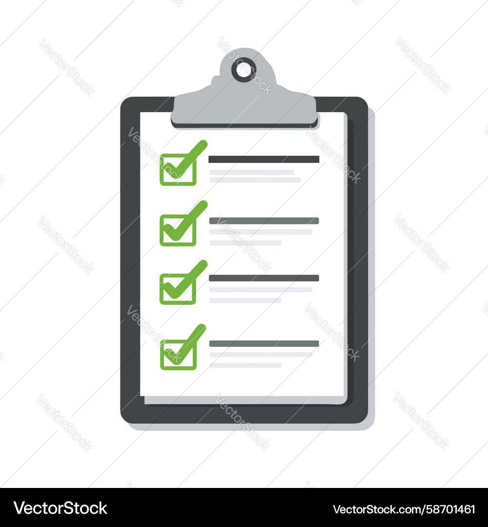 Checklist on a clipboard with completed tasks Vector Image