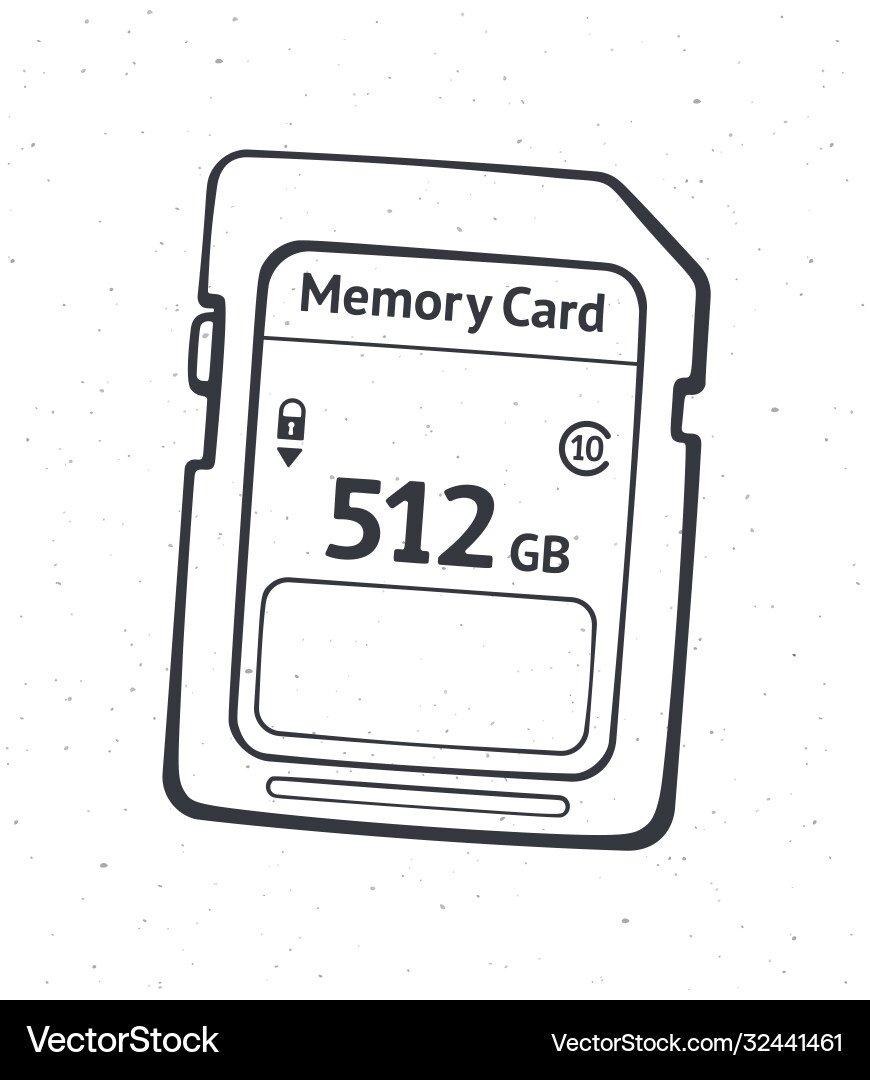 Compact Memory Card Sketch Vector Image