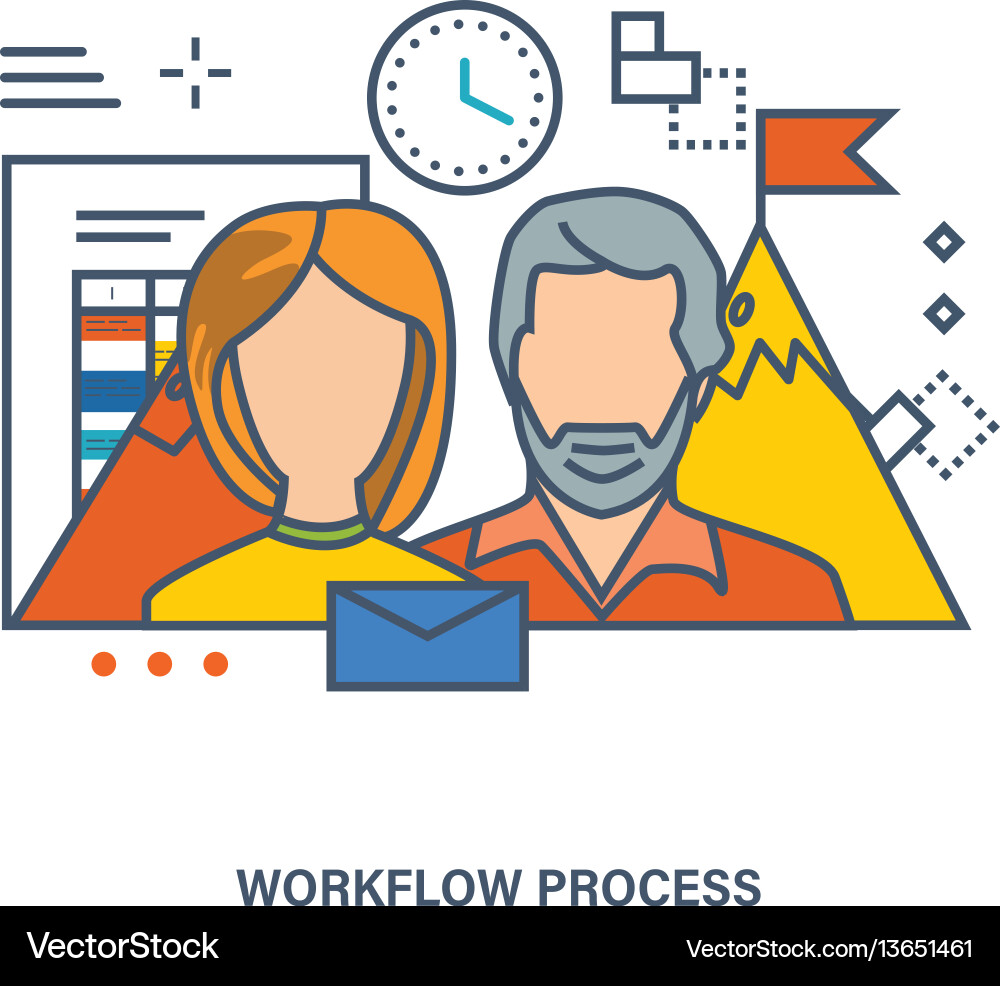 Concept of workflow process and teamwork Concept of workflow process and teamwork vector image
