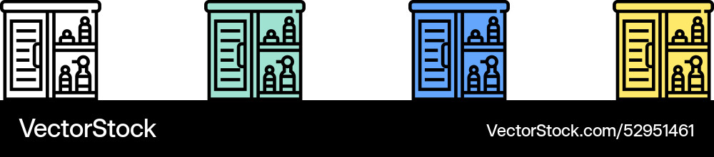 Cupboard icon outline green blue and yellow style Cupboard icon outline green blue and yellow style vector image