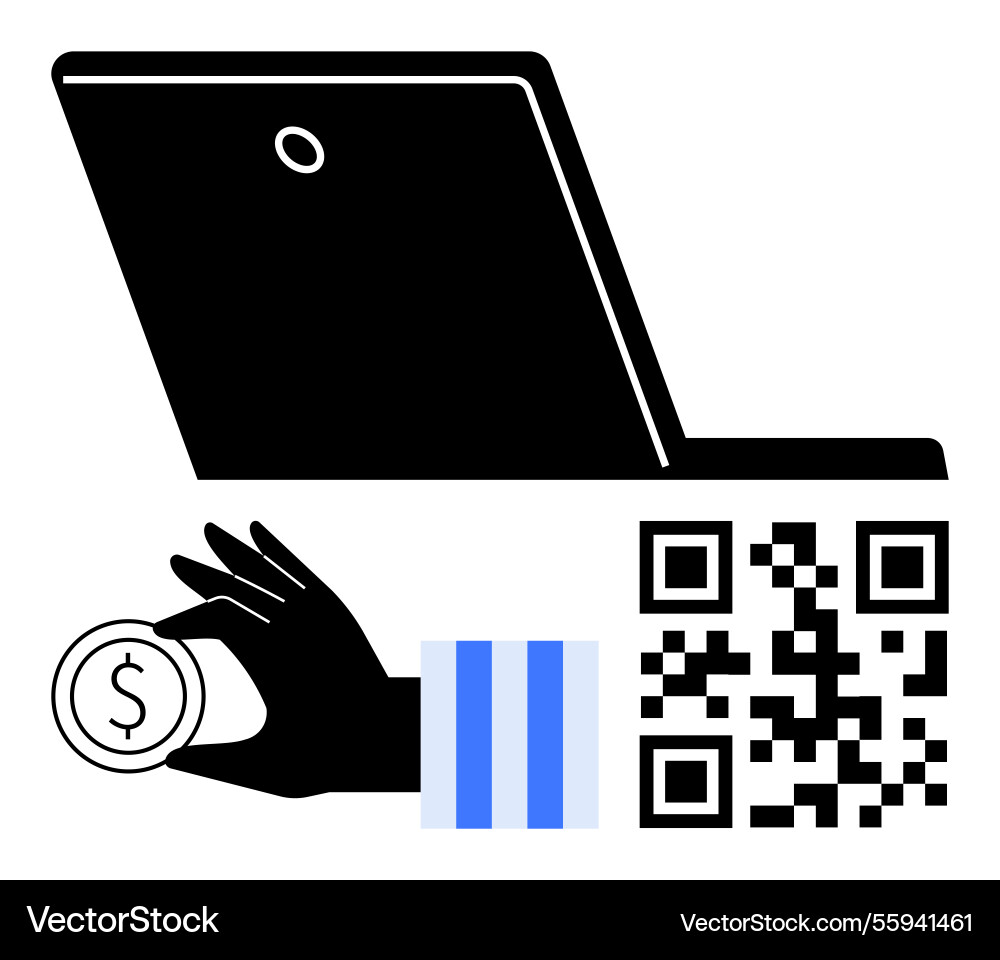 Digital payment with qr code and cashless Vector Image