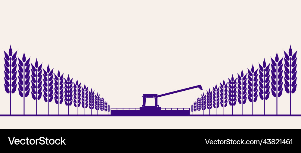 Harvesting machine working in the field combine Vector Image