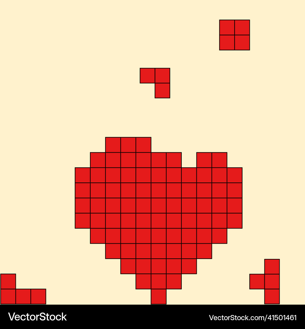 Heart shape has been broken into blocks on a b Heart shape has been broken into blocks on a b vector image
