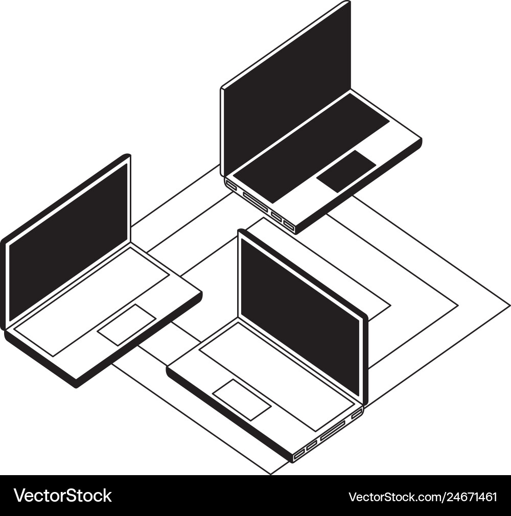 Laptops computers isometric with circuit Laptops computers isometric with circuit Vector Image