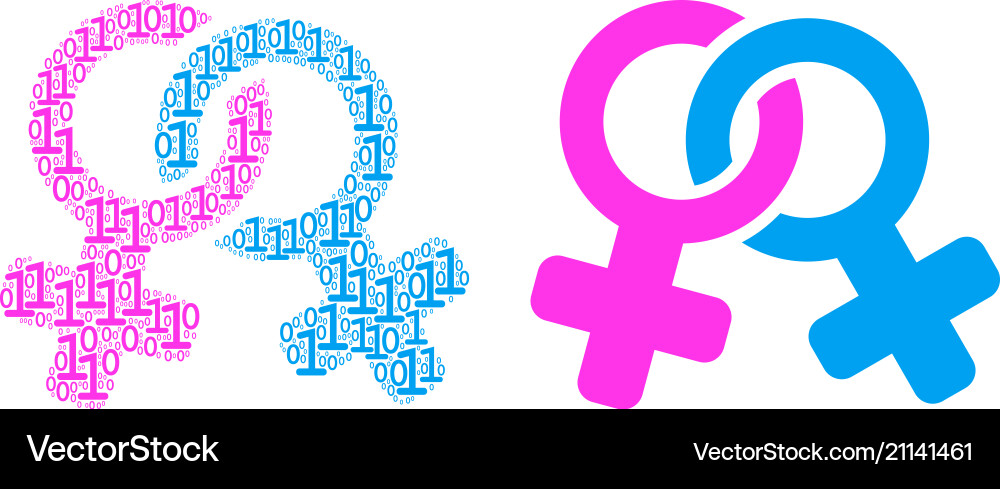 Lesbi symbol collage of binary digits Lesbi symbol collage of binary digits vector image