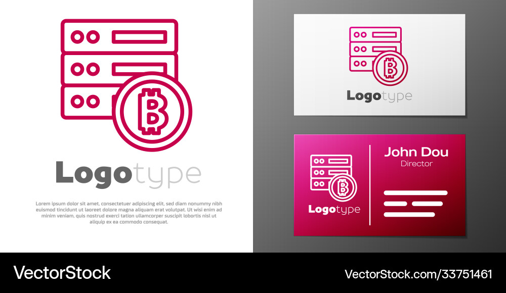 Logotype line server bitcoin icon isolated Logotype line server bitcoin icon isolated vector image