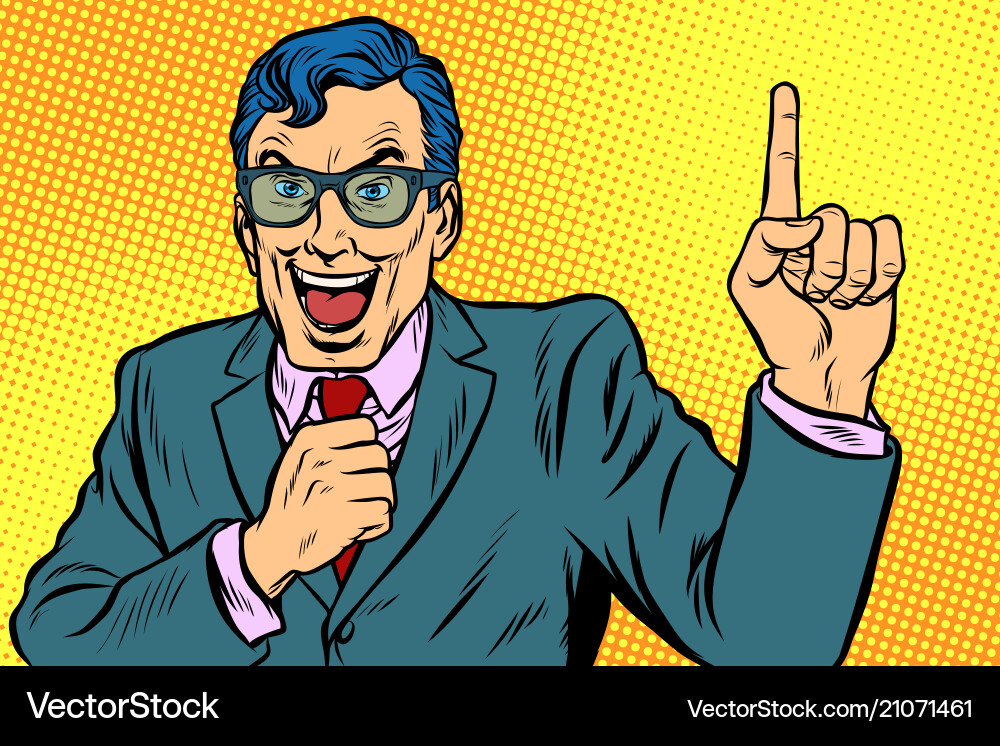 Man pointing finger up vector image