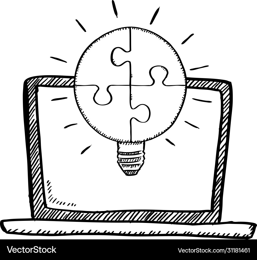 Notebook with bulb made from puzzle Notebook with bulb made from puzzle vector image
