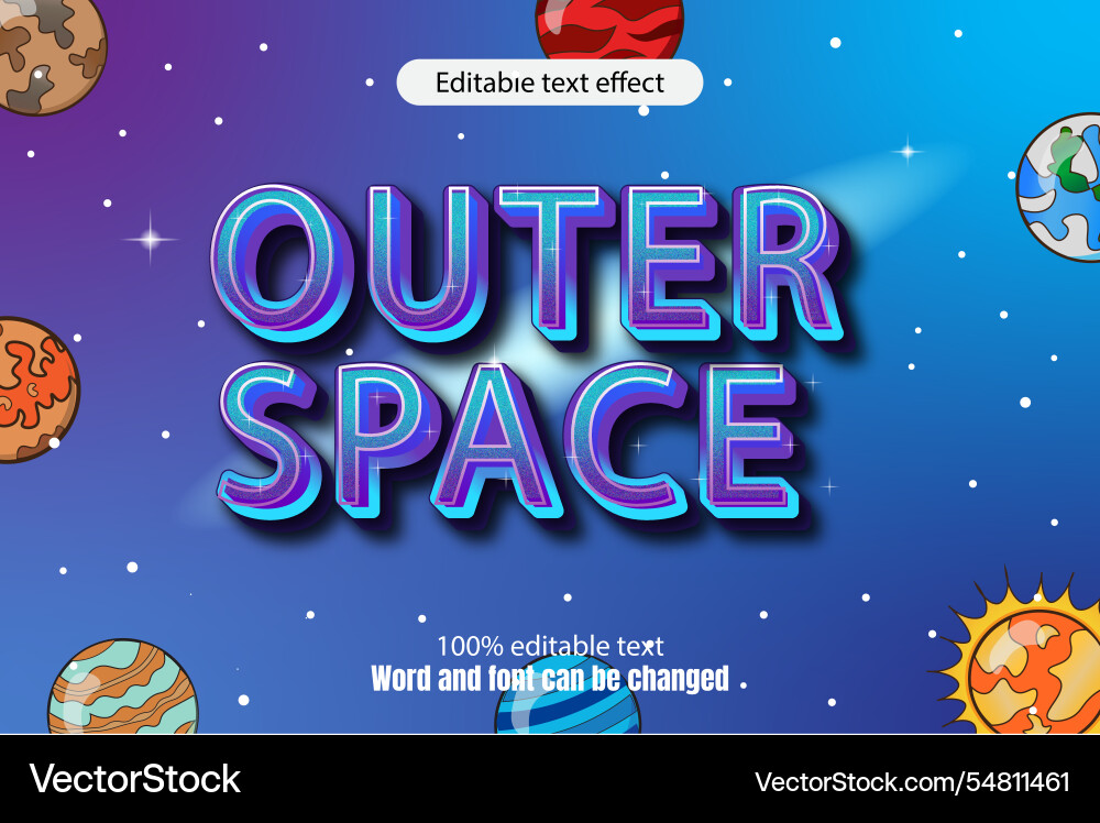 Outer space editable text effect 3d emboss mode Outer space editable text effect 3d emboss mode vector image
