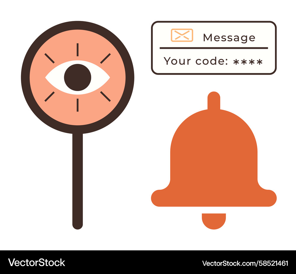 Secure Notification Bell & Message Vector Image