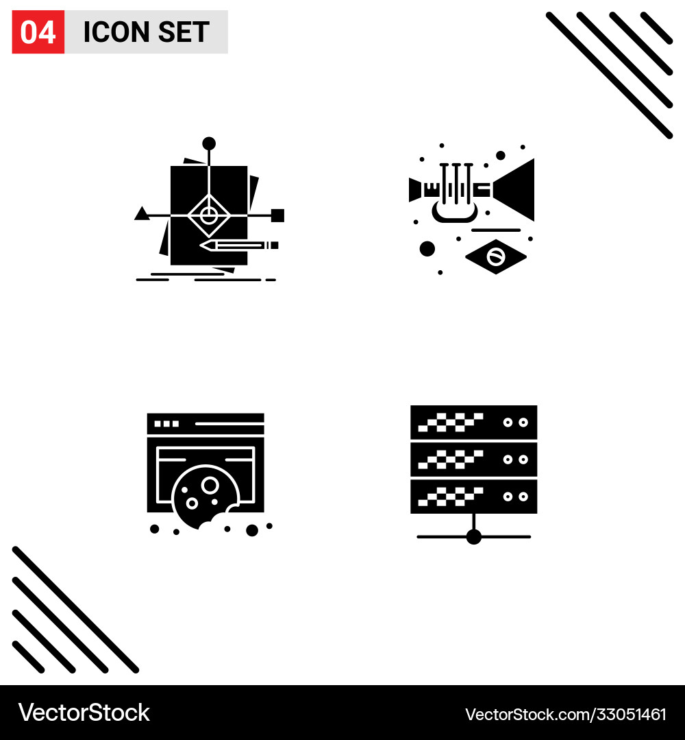 Set 4 solid glyphs on grid for algorithm vector image