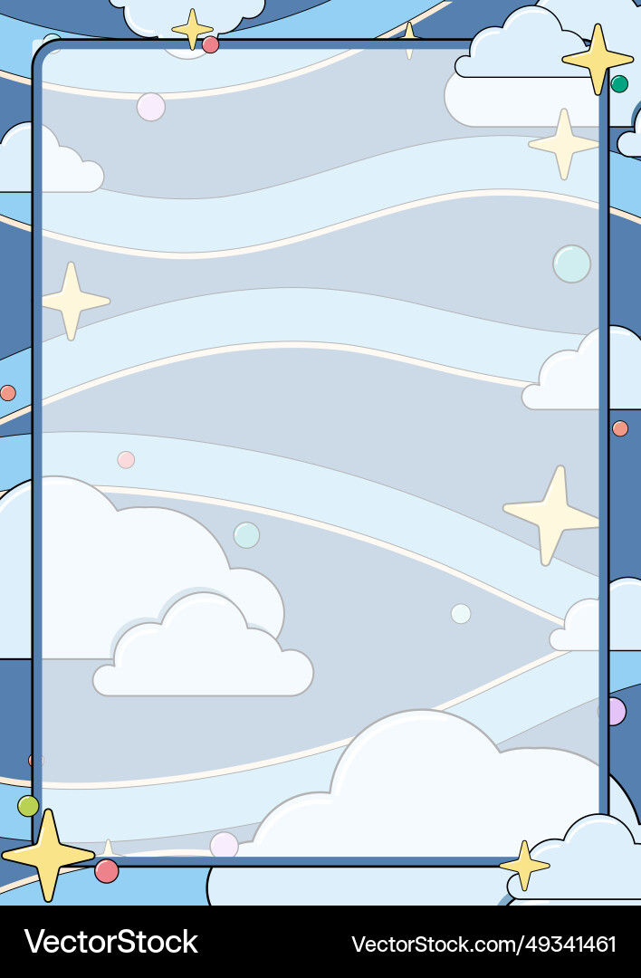 Sky with cloud background border frame template Vector Image