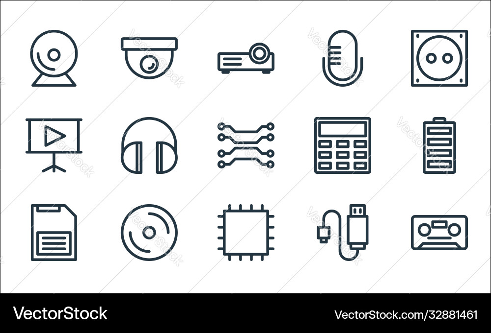 Technology line icons linear set quality Vector Image