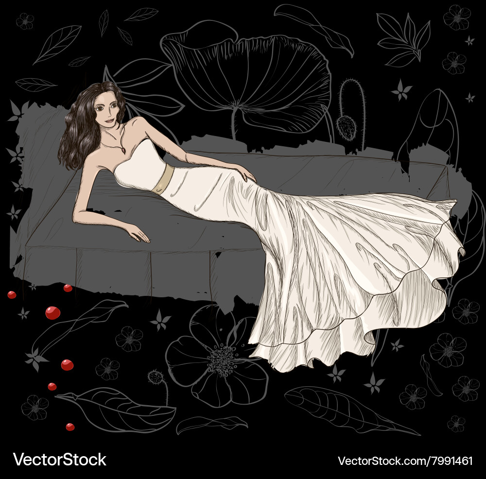 Vintage Poster mit schönem Hochzeitskleid vektorbild