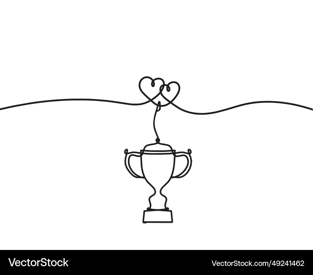 Abstract hearts with trophy as continuous line Abstract hearts with trophy as continuous line vector image