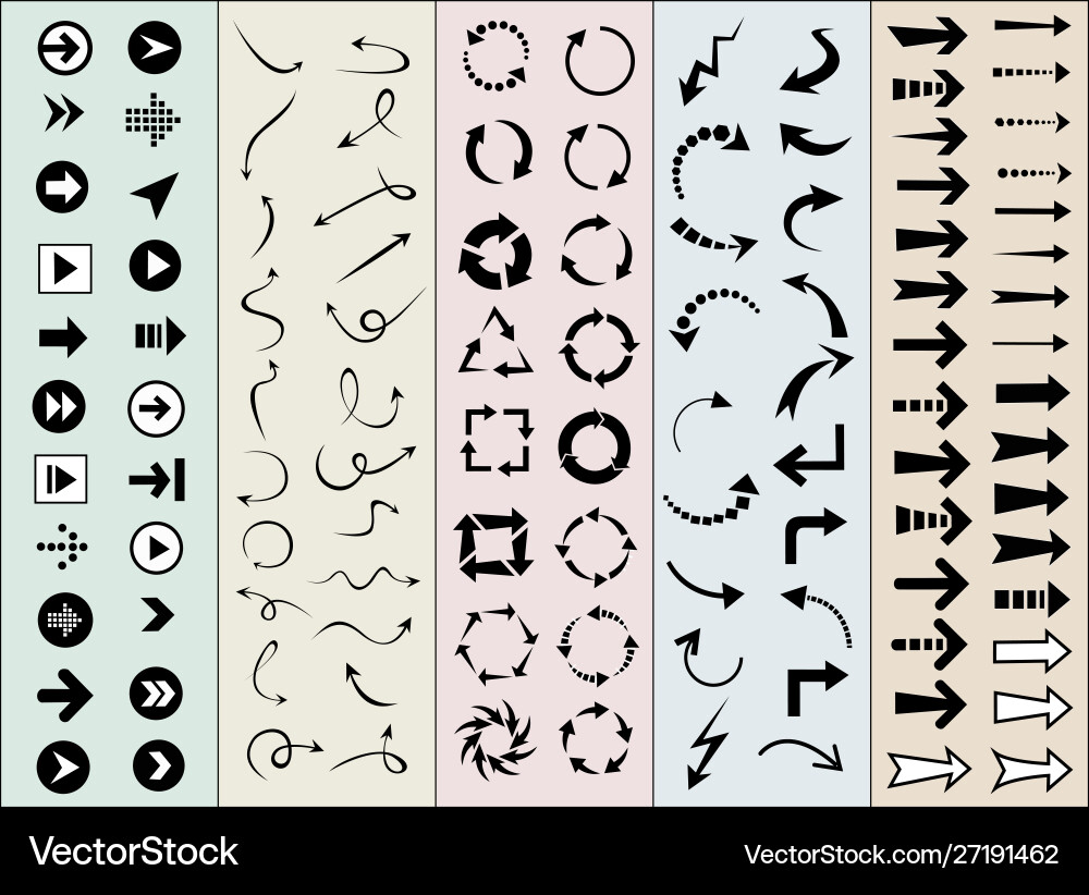 Arrow sign set button hand draw reload refresh vector image